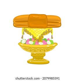 Yellow robe on pedestal tray vector.