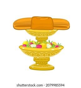 Yellow robe on pedestal tray vector.