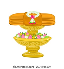 Yellow robe on pedestal tray vector.