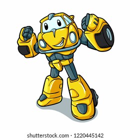 Yellow robot - robot cartoon - Vector Illustration