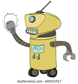 yellow robot cartoon vector illustration