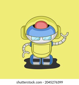 THE YELLOW ROBOT EXPRESSION CHARACTER FOR POSTER, DESIGN TSHIRT FOR CHILDREN