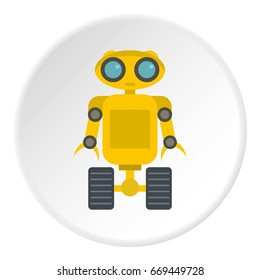 Yellow robot icon in flat circle isolated on white background vector illustration for web