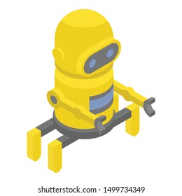 Yellow robot icon. Isometric of yellow robot vector icon for web design isolated on white background