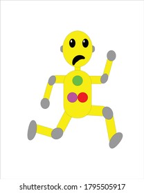 Yellow robot illustration design running
