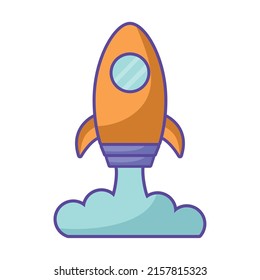 yellow rocket design over white