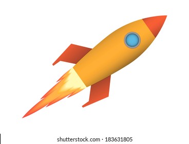 yellow rocket on a white background