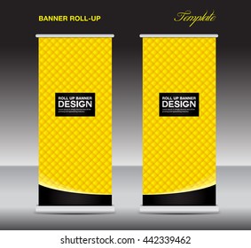 Yellow Roll up banner stand template flyer template vector illustration, advertisement, display