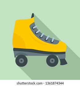 Yellow roller skates icon. Flat illustration of yellow roller skates vector icon for web design