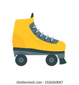 Yellow roller skates icon. Flat illustration of yellow roller skates vector icon for web design