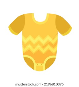 Yellow romper icon. Sticker for social networks, graphic element for website. Comfortable clothes for little ones, baby, toddlers. Poster or banner with bodysuit. Cartoon flat vector illustration