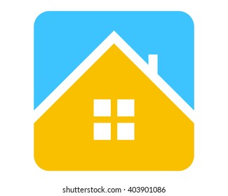yellow roof window real estate residence residency residential home house housing property image icon