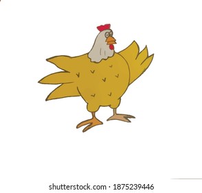 gallo amarillo esparce las alas