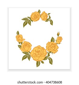 yellow rose, element for design, invitation template, greetings, postcards, advertising with roses, vector illustration