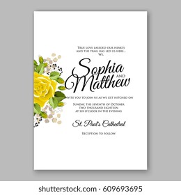 Yellow rose Floral Wedding Invitation Printable Gold Bridal Shower Invitation Suite Boho Flower wreath