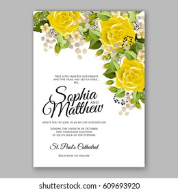 Yellow rose Floral Wedding Invitation Printable Gold Bridal Shower Invitation Suite Boho Flower wreath