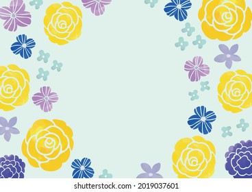 Yellow rose and flower frame