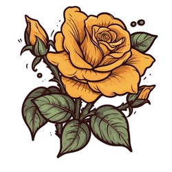 Yellow Rose Flower Illustration Vector 