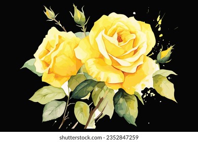 Diseño vectorial de la flor rosa amarilla