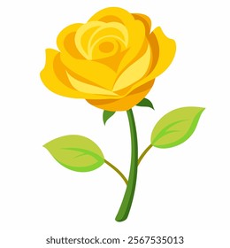 yellow rose flower vector icon on  white background