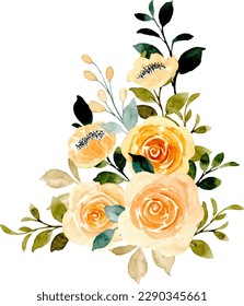 Yellow rose flower watercolor bouquet for background, wedding, fabric, textile, greeting, card, wallpaper, banner, sticker, decoration etc.