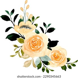 Yellow rose flower watercolor bouquet for background, wedding, fabric, textile, greeting, card, wallpaper, banner, sticker, decoration etc.