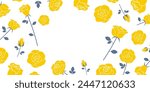 Yellow rose frame inspired by Father's Day (2:1)_vector illustration