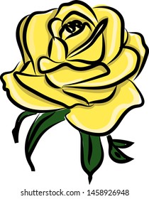 rosa amarillo, ilustración, vector sobre fondo blanco.