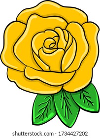 rosa amarillo, ilustración, vector sobre fondo blanco