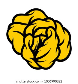 Yellow rose isolated on white background. Vector illustration.
