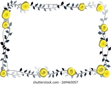 yellow rose with leaf border