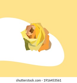 Yellow rose. Rosebud. Flower. Floristics. Spring. March 8. Gift for a woman. Minimalism. Yellow tones. Vector illustration.