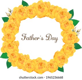 Yellow rose wreath painted in watercolor.Flowers to decorate on Father's Day.