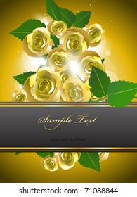 Yellow roses background|card|brochure. Vector illustration.