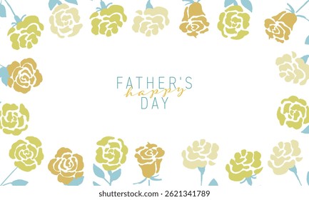 Yellow roses for Father's Day. Yellow roses drawn by vector. Rose message frame.