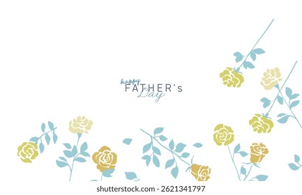 Yellow roses for Father's Day. Yellow roses drawn by vector. Rose message frame.