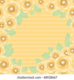 Yellow roses frame with pearls