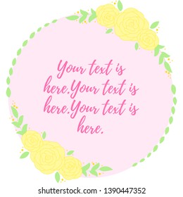 Yellow roses round text box template