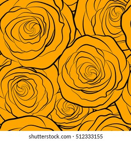 Yellow roses silhouette for fabric or embroidery.