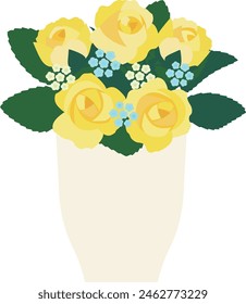 yellow roses in a vase