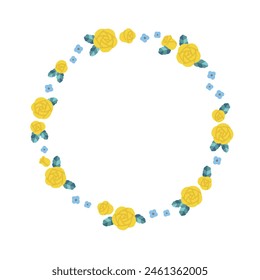 Yellow roses vector illustration circular frame