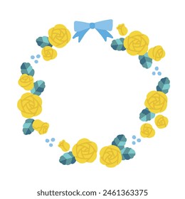 Yellow roses vector illustration circular frame