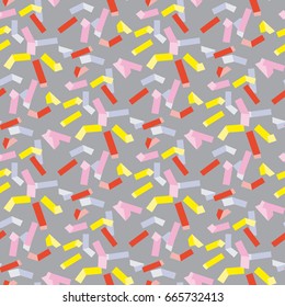 Yellow and rosy rectangle geometry seamless pattern vector illustration surface design for print and web. Memphis post-modernist style motif. Modern tech textile print.