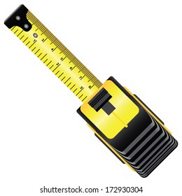 Yellow roulette measure building tool on white background. Vector illustration.
