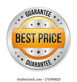 Yellow round best price button with stars