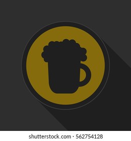 yellow round button - black beer with foam icon and long shadow