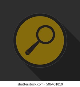 yellow round button with black magnifier icon and long shadow
