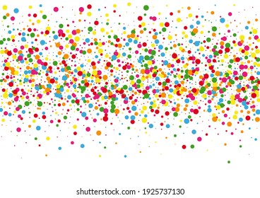 Yellow Round Confetti Background. Multicolored Frame Illustration.