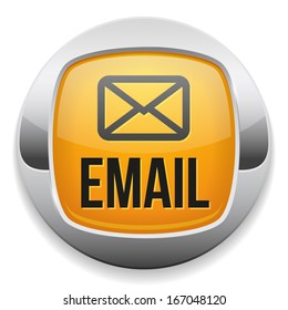 Yellow round email button with metallic border