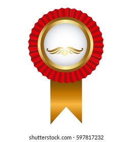 yellow round emblem with decorations icon, vector illustraction design